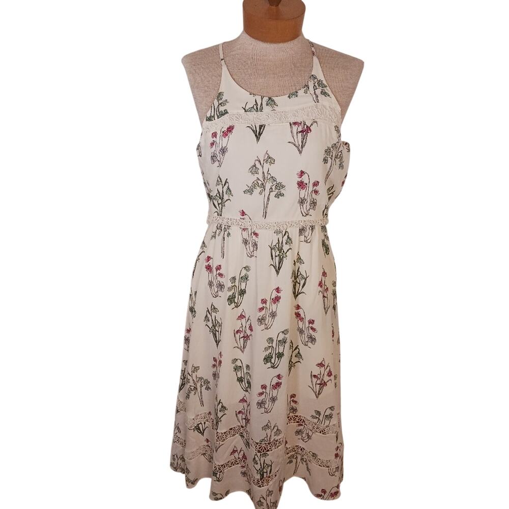 Size Small Disney by Lauren Conrad Womens Dress Ivory Floral Cut Out Spring